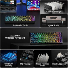 Load image into Gallery viewer, HITIME x XVX M67 60% Percent Keyboard Wireless, QMK/VIA Black Spider Web Gaming Keyboard, Tri-Mode Thocky Creamy Mechanical Key Board, Hot Swappable Gasket Mount RGB IMD Tech for Win/Mac, SpiderWeb_58
