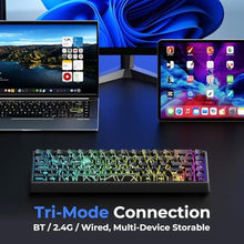 Load image into Gallery viewer, HITIME x XVX M67 60% Percent Keyboard Wireless, QMK/VIA Black Spider Web Gaming Keyboard, Tri-Mode Thocky Creamy Mechanical Key Board, Hot Swappable Gasket Mount RGB IMD Tech for Win/Mac, SpiderWeb_59
