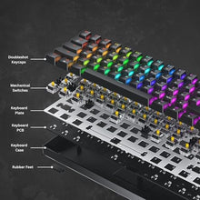 Load image into Gallery viewer, HK GAMING GK61 SE 60% | Mechanical Gaming Keyboard | 61 Keys Multi Color RGB LED Backlit for PC/Mac Gamer | US Layout (White, Mechanical Speed Silver)_6619
