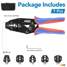 Load image into Gallery viewer, HKS Coax Ratchet Crimping Tool Set for Coaxial RG Cable RF Connector with 5 Changeable Dies, Black_1
