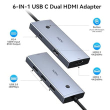 Load image into Gallery viewer, HODO Docking Station to Dual HDMI Monitors USB C to Dual HDMI Adapter 4K, Grey_1199
