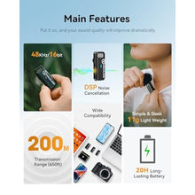 Load image into Gallery viewer, Hollyland Lark M1 Wireless Lavalier Microphone with Noise Cancellation, 656ft Transmission,8H Battery Life, Compact Wireless Lapel Microphone System for DSLR Cameras/iPhone/Android/Live Streaming, Black_883
