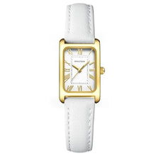 Load image into Gallery viewer, HOLSTOUR Gold Watches for Women Fine Leather Watch Rectangular Case Roman Numeral Dial Water Resistant, GoldWhite_1
