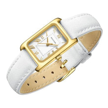 Load image into Gallery viewer, HOLSTOUR Gold Watches for Women Fine Leather Watch Rectangular Case Roman Numeral Dial Water Resistant, GoldWhite_1010
