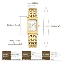 Load image into Gallery viewer, HOLSTOUR Watches for Women Vintage Bracelet White Roman Dial Rectangular Case Gold Watch Waterproof with Tools, WhiteGold_1465
