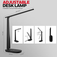 Load image into Gallery viewer, Honeywell HWT-H2 LED Desk Lamp for Home Office, CRI94 Full Spectrum Eye-Caring Light, Dimmable Table Lamp with USB-A &amp; USB-C Charging Ports, Foldable Touch Control Reading Lamp, Black_65
