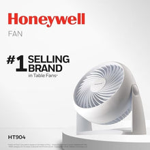 Load image into Gallery viewer, Honeywell TurboForce Air Circulator, Small Tabletop Fan, Quiet Personal Fan for Home or Office, 3 Speeds, 90 Degree Pivoting Head, White, HT-904_8319
