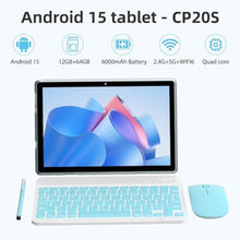 Load image into Gallery viewer, HOTTABLET Tablet 10-inch Android 15, RAM 12GB(4+8Expand) +ROM 64GB, 2+8MP Dual Camera, 6000mAh Battery, (Tablet+case+Stylus+beyboard+Mouse), Blue_421
