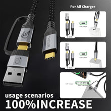 Load image into Gallery viewer, HOTUTUKI Long USB a to USB c Cable 10FT Multi Functional 2in1, usbc 3.2 Gen 2X2,20Gbps High Speed Data Transfer,4K@60Hz UHD Video 5A/100W Fast Charge Cord Compatible with Thunderbolt 3/4, Braided_369
