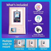 Load image into Gallery viewer, HP Sprocket Photo Booth Machine Instant Color Photo Printer - 10.1" Touchscreen, LED Ring Light - Customize w/250+ Fun Frames, Prints on 3x4 Zink Paper or Share via QR Code, Mobile Notify App - Pink_7226
