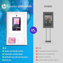 Load image into Gallery viewer, HP Sprocket Photo Booth Machine Instant Color Photo Printer - 10.1" Touchscreen, LED Ring Light - Customize w/250+ Fun Frames, Prints on 3x4 Zink Paper or Share via QR Code, Mobile Notify App - Pink_7229
