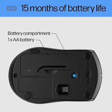 Load image into Gallery viewer, HP Wireless Mouse for Laptop - Ergonomic Ambidextrous Optical Gaming Mouse, Side Grips for Control, Blue LED, Powerful 1600 DPI Optical Sensor, Black_257
