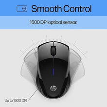 Load image into Gallery viewer, HP Wireless Mouse for Laptop - Ergonomic Ambidextrous Optical Gaming Mouse, Side Grips for Control, Blue LED, Powerful 1600 DPI Optical Sensor, Black_258
