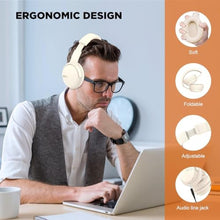 Load image into Gallery viewer, HTC Wireless Headphones Bluetooth 5.3 Earphone, Over Ear Bluetooth Headphones with Built-in Mic - 40Hours Playtime, Foldable Stereo Wireless Headset for Call Noise Cancellation, Travel, Home, Office, White_200
