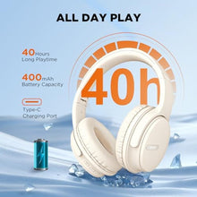 Load image into Gallery viewer, HTC Wireless Headphones Bluetooth 5.3 Earphone, Over Ear Bluetooth Headphones with Built-in Mic - 40Hours Playtime, Foldable Stereo Wireless Headset for Call Noise Cancellation, Travel, Home, Office, White_203
