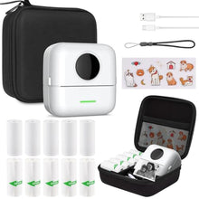 Load image into Gallery viewer, HUIJUTCHEN Print Pods Mini Sticker Printer Thermal Inkless Printer for iOS&amp;Android with Hard Protection Storage Case,Bluetooth Label Maker with 11 Rolls Thermal PaperSticker for Photo Receipt DIY, white_1
