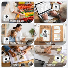 Load image into Gallery viewer, HUIJUTCHEN Print Pods Mini Sticker Printer Thermal Inkless Printer for iOS&amp;Android with Hard Protection Storage Case,Bluetooth Label Maker with 11 Rolls Thermal PaperSticker for Photo Receipt DIY, white_6074
