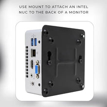 Load image into Gallery viewer, HumanCentric Mounting Bracket Compatible with Intel NUC, VESA Monitor Arm Plate for NUC Mini PC Computer, 75x75mm and 100x100mm Patterns, Does not fit Hades and Skull Canyon NUC, Hardware Included_1534
