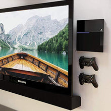 Load image into Gallery viewer, HumanCentric Wall Mount Compatible with PS4 Slim, 2 Controller Mounts Bundle, Mount on The Wall or on The Back of the TV with a VESA Pattern, Does Not Work with Fat or Pro PS4, Hardware Included, Black_40
