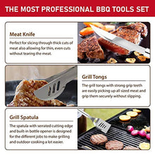Load image into Gallery viewer, HUSSAR 34PCS BBQ Grill Tools Set Stainless Steel Grilling Accessories with Spatula, Tongs, Skewers for Barbecue, Camping, Kitchen, Complete Premium Grill Utensils Set in Storage Bag, Silver, (BTS-34)_961
