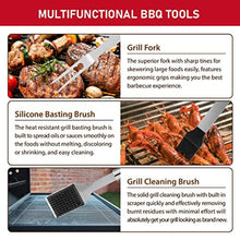 Load image into Gallery viewer, HUSSAR 34PCS BBQ Grill Tools Set Stainless Steel Grilling Accessories with Spatula, Tongs, Skewers for Barbecue, Camping, Kitchen, Complete Premium Grill Utensils Set in Storage Bag, Silver, (BTS-34)_2726
