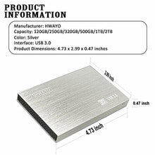 Load image into Gallery viewer, HWAYO 2.5'' HDD 500GB Ultra Slim Portable External Hard Drive USB3.0 Storage for Xbox One Console, PC, Laptop, MacBook (Silver)_314
