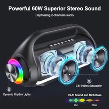 Load image into Gallery viewer, HWWR Karaoke Machine for Adults and Kids, Portable Bluetooth Speaker with Microphones, PA System with 2 Karaoke Microphones, Disco Lights for Home Parties Outdoor, Support USB/AUX/TWS, RedGreenBlue_4834
