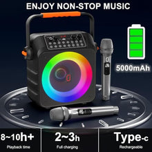 Load image into Gallery viewer, HWWR Karaoke Machine for Adults, Portable Bluetooth Speaker with 2 Wireless Microphone, PA System with 6.5" Subwoofer, Supports Vocal Remover, REC, Singing Machine for Party, Home (Black), BROWN_5002

