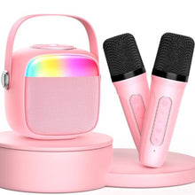 Load image into Gallery viewer, HWWR Karaoke Machine for Kids,Girls Boys Kids Toys&amp;Birthday Gift for 4,5,6,7,8, 9,10,12+Years Old, Portable Bluetooth Speaker with 2 Wireless Microphones for Teens Adults Home Birthday Party (Pink)_1
