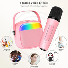 Load image into Gallery viewer, HWWR Karaoke Machine for Kids,Girls Boys Kids Toys&amp;Birthday Gift for 4,5,6,7,8, 9,10,12+Years Old, Portable Bluetooth Speaker with 2 Wireless Microphones for Teens Adults Home Birthday Party (Pink)_4517

