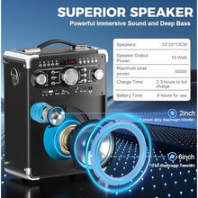 Load image into Gallery viewer, HWWR Karaoke Machine, Portable Bluetooth 5.3 Speaker with 3 Wireless Microphones for Adults, PA System with Echo Adjustment, Support TWS/TF Card/USB/AUX/TVs Connected for Home Party/Outdoor/Events etc_4479

