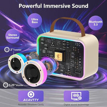 Load image into Gallery viewer, HWWR Karaoke Machine, Portable Bluetooth 5.3 Karaoke Speaker with 2 Wireless Microphones for Adults, PA System Speaker for Gatherings,Home Party,Outdoor,Camping, Support USB/TF Card/AUX in, Beige_4490
