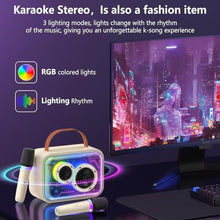 Load image into Gallery viewer, HWWR Karaoke Machine, Portable Bluetooth 5.3 Karaoke Speaker with 2 Wireless Microphones for Adults, PA System Speaker for Gatherings,Home Party,Outdoor,Camping, Support USB/TF Card/AUX in, Beige_4493
