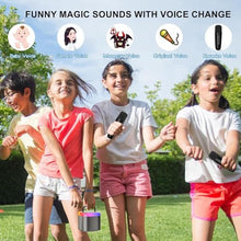 Load image into Gallery viewer, HWWR Kids Karaoke Machine with 2 Wireless Microphones, Mini Bluetooth Speaker Toy with LED Lights and Voice Effects, Portable Singing Machine for Girls Boys, Birthday, Party Play (Gray with 2 mic)_6574
