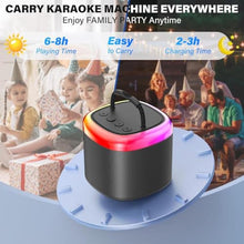 Load image into Gallery viewer, HWWR Kids Karaoke Machine with 2 Wireless Microphones, Mini Bluetooth Speaker Toy with LED Lights and Voice Effects, Portable Singing Machine for Girls Boys, Birthday, Party Play (Gray with 2 mic)_6576
