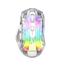 Load image into Gallery viewer, HXMJ-Wireless Gaming Mice with Transparent Crystal Shell,Tri-Modes (USB Wired+2.4G Wireless+Bluetooth),Silent Click,Rechargeable,RGB Backlit-White_1
