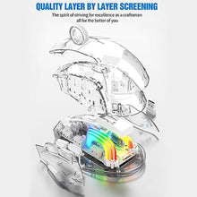 Load image into Gallery viewer, HXMJ-Wireless Gaming Mice with Transparent Crystal Shell,Tri-Modes (USB Wired+2.4G Wireless+Bluetooth),Silent Click,Rechargeable,RGB Backlit-White_3148
