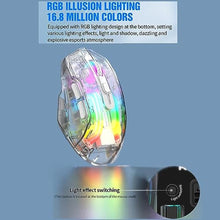Load image into Gallery viewer, HXMJ-Wireless Gaming Mice with Transparent Crystal Shell,Tri-Modes (USB Wired+2.4G Wireless+Bluetooth),Silent Click,Rechargeable,RGB Backlit-White_3149
