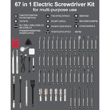 Load image into Gallery viewer, HYCHIKA Precision Screwdriver Set, Mini Electric Screwdriver 67-in-1 with 52 Magnetic Bits, 3 Torque Settings, LED Light &amp; Rechargeable Repair Tool Kit for Computer Phone Camera, SpaceGrey_530

