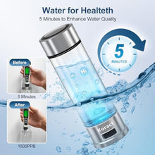 Load image into Gallery viewer, Hydrogen Water Bottle 1500PPB Portable Hydrogen Water Bottles Generator Glass, Hydrogen Rich Water Dispenser with SPE &amp; PEM Technology for Home Office Fitness Travel Outdoor Sports (Silvery)_5423
