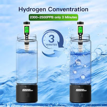 Load image into Gallery viewer, Hydrogen Water Bottle Generator, 2500ppb Portable Water Ionizer Machine with SPE/PEM Technology in 3-Minute Electrolysis, Rechargeable Hydrogen Rich Glass Cup for Home Office Travel &amp; Fitness, Black, ppbBlack_5477
