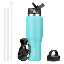 Load image into Gallery viewer, HYDROWION 32oz Stainless Steel Water Bottle(Cold for 48 Hrs, Hot for 24 Hrs), Double Wall Vacuum Insulated Water Bottle with Straw Lid, Spout Lid and Flex Cap, Fit in Any Car Cup Holder, Mint_1
