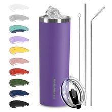 Load image into Gallery viewer, HYDROWION Triple-Insulated Tumblers - Stainless Steel with Lid and Straw, 20 oz Water Bottle, Stainless Steel Cups, Coffee Travel Mug for Home &amp; Office Violet_1
