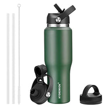 Load image into Gallery viewer, HYDROWION Water Bottle Insulated,32oz Water Bottles Straw Lid, Spout Lid and Flex Cap, Tumbler Flask (Cold for 48 Hrs, Hot for 24 Hrs), Leakproof Travel Thermo Mug, Fit Any Car Cupholder, Olive_1
