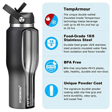 Load image into Gallery viewer, HYDROWION Water Bottle Insulated (Cold 48 hrs, Hot 24 hrs) 40 oz Stainless Steel Water Tumbler with Leak Proof Straw Lid, Spout Lid and Flex Cap,Double Wall Travel Tumbler Cup, Black&amp;Grey, BlackGrey_6761
