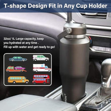 Load image into Gallery viewer, HYDROWION Water Bottle Insulated (Cold 48 hrs, Hot 24 hrs) 40 oz Stainless Steel Water Tumbler with Leak Proof Straw Lid, Spout Lid and Flex Cap,Double Wall Travel Tumbler Cup, Black&amp;Grey, BlackGrey_6762
