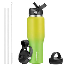 Load image into Gallery viewer, HYDROWION Water Bottle Stainless Steel,Vacuum Insulated Leak Proof Tumbler 32oz with Straw Lid, Spout Lid and Flex Cap(Cold for 48 Hrs, Hot for 24 Hrs), Fit in Any Car Cup Holder, Yellow&amp;Green, YellowGreen_1
