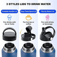 Load image into Gallery viewer, HYDROWION Water Bottle Stainless Steel,Vacuum Insulated Leak Proof Tumbler 32oz with Straw Lid, Spout Lid and Flex Cap(Cold for 48 Hrs, Hot for 24 Hrs), Fit in Any Car Cup Holder, Yellow&amp;Green, YellowGreen_6827
