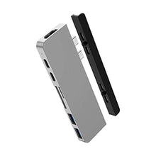 Load image into Gallery viewer, HyperDrive Duo 7-in-2 MacBook USB C Hub for Mac w/Dual Ports, 4K60Hz HDMI, 40Gbps USB-C 100W Power Delivery, USB-A, SD/MicroSD, Magnetic Mount (Silver)_1
