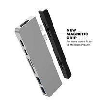 Load image into Gallery viewer, HyperDrive Duo 7-in-2 MacBook USB C Hub for Mac w/Dual Ports, 4K60Hz HDMI, 40Gbps USB-C 100W Power Delivery, USB-A, SD/MicroSD, Magnetic Mount (Silver)_6640
